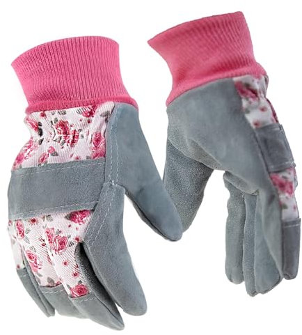 Guanti da Giardinaggio in Pelle NeoBusy per Donne che Lavorano nell'Orto, Presa Forte Antispina, Guanti da Lavoro Antiscivolo (Rosa)