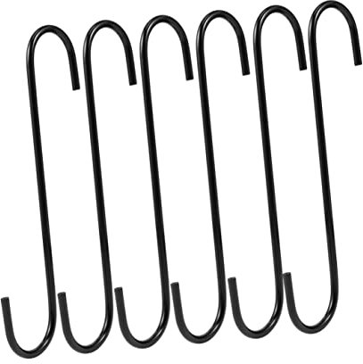Garneck 6 Stück Edelstahl S-haken 20cm Lang Schwarze S-förmige Haken Zum Aufhängen in Küche Stark Tragfähig Und Langlebig Für Blumentöpfe Kleidung Und Weitere Anwendungen
