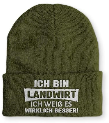 Spruchmütze Strickmütze Landwirt Wintermütze Mütze lustige Beanie mit Stick