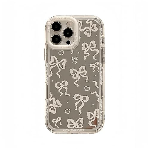 YTanazing Bow Mirror Silver Women Girls Soft Shockproof Protective Phone Case for iPhone 14 Pro Max, Wireless Charging Compatible