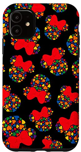 Disney Minnie Mouse Icon Rainbow Hearts Black Case for iPhone 11