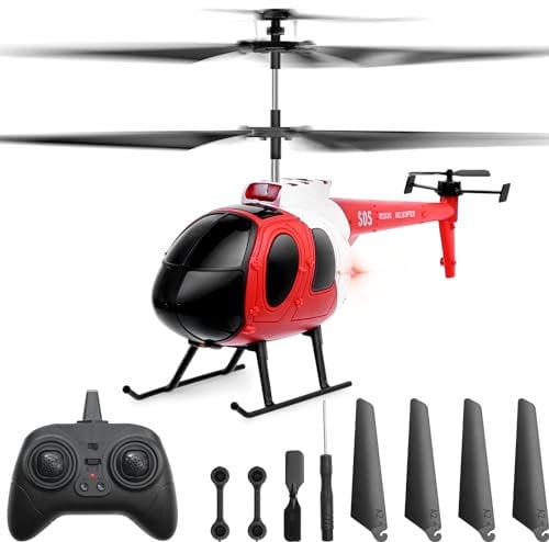 RC Helicopter, Rescue Remote Control Helicopter with Gyro and LED Lights, 2.4GHz Radio 3 Channel One Key Take Off/Landing High &Low Speed, Flying Toy Gift for Boys and Girls (2 Battery)