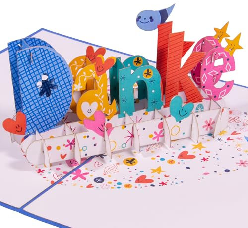 LINPOPUP® Pop-Up Karte Danke - Grußkarte Dankeschön, Dankeskarten für Hochzeit, Konfirmation, mit Umschlag, Danke mit Herz, N242