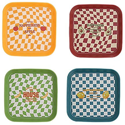 Piatti Quadrati da 4 Pezzi, Piatti di Plastica Carini Piatto allo Spiedo Piatti Piani Riutilizzabili Piatti da Dessert Piatti Per Piccole Feste Piatti Eleganti Per Matrimoni(5.9x5.9in)