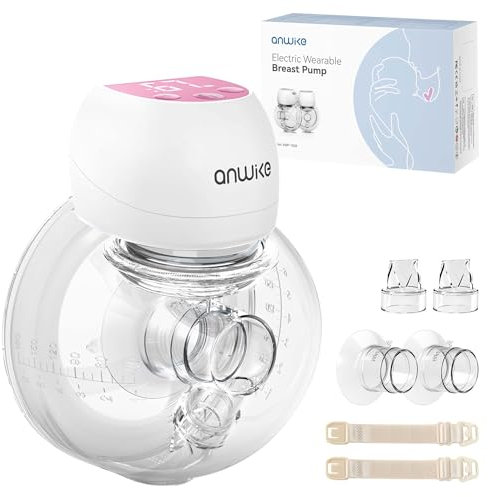 ANWIKE Electric Breast Pump Ultra-Light 193g - Painless Wearable Breasts Pump, 3 Modes 9 Levels with LED Display, Low Noise, Hands-Free Breast Pump Electrical with 21/24mm Flanges, BPA Free, Pink