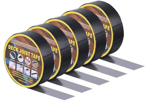 sourcing map Deck Joist Tape 4CM x 15M, 5 Rolls Butyl Joist Tape for Decking, Waterproof Deck Joist Flashing Tape for Wood Joists and Beams Black
