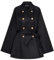 SCARLET DARKNESS Damen Mäntel Elegant Business Zweireihiger Kurzmantel Leicht Vintage Poncho Jacke mit Gürtel Schwarz M