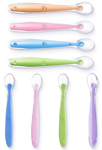 WUMZIRA 8 pcs Baby Löffel Set, Mehrfarbig- Babylöffel Silikon Weich, für die Ernährung und Entwöhnung des Babys, Säugling Beikost Esslöffel für Baby Kleinkind Säugling
