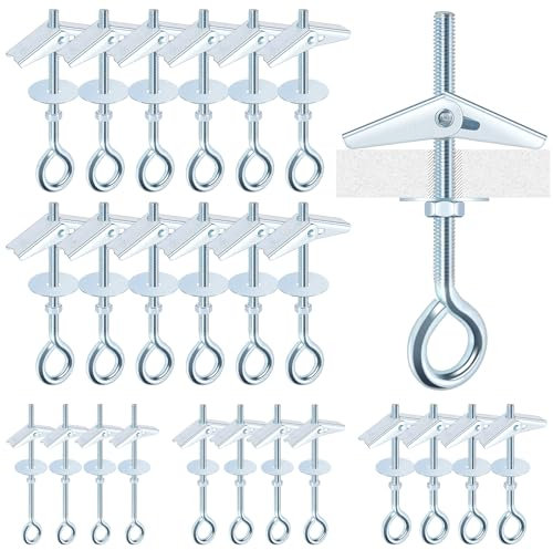 Mardatt Kit assortito di bulloni a levetta M6 x 70 mm, 15 pezzi M6 x 70 mm, bulloni a levetta a molla, ancoraggi a farfalla resistenti per cartongesso con dado ad alette per lampade a sospensione