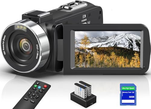 Videocamera 8K, videocamera Vlogging IR con visione notturna da 64 MP, zoom 18X, WiFi digitale, touch screen, per YouTube, con scheda SD da 32 G, telecomando, microfono, base di ricarica e due