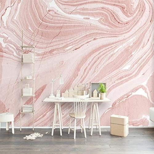 XLMING Effet Marbre Rose Papier Peint 3D Intissé Salon Canapé Chambre À Coucher Salle Manger Intérieure Murale-400cm×280cm