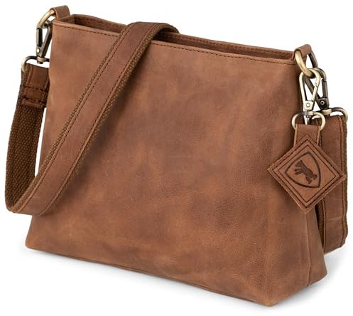 Berliner Bags Vintage Umhängetasche Marbella S, Kleine Schultertasche Crossbody Bag aus Leder, Handtasche für Damen – Braun