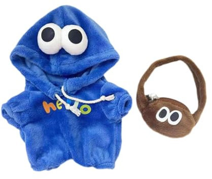 Luwecf Plüsch-Outfit für Puppen in 15 cm, Anziehzubehör mit Tasche, Blau