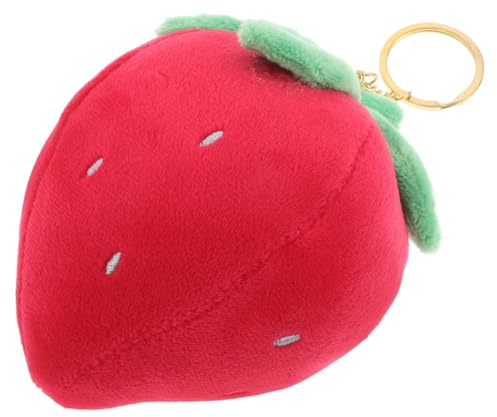 DEARMAMY Erdbeer-Schlüsselanhänger Aus Weichem Plüsch Mini Rucksack-Anhänger Und Taschenanhänger Für Mädchen Und Jungen Als Schlüsselhalter Dekorativer Charm Für Geburtstag Schulabschluss Und Alltag