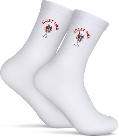 MEJOSER Lillet Geschenk Lillet Socken 36-42 Baumwolle Gestickt Tennissocken Geschenke für Damen Freundin Frauen Geburtstag JGA Hochzeit Sommer Lustige Sportsocken Crew Socks Accessoires