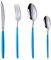 Blue and Silver Cutlery Set, 4 Piece Stainless Steel Silverware Set Service for 1, Blue Handle Knife Fork Spoon Set, Blue Stainless Steel Flatware Set, Durable and Dishwasher Safe