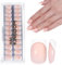 DMQ French False Nails Short, 32Pcs Square Press On Nails - Fake Nails White Tip French False Nail Kit, Full Cover Stick on Nail with Glue for Girls Nail Art Manicure Decorations