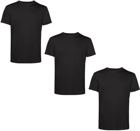 Men’s T-Shirts Multipack | Crew Neck Short Sleeve | 100% Cotton | Casual, Gym, Work, DIY, or Events | Comfortable & Durable Plain T-Shirts | Pack of 3 Black Small