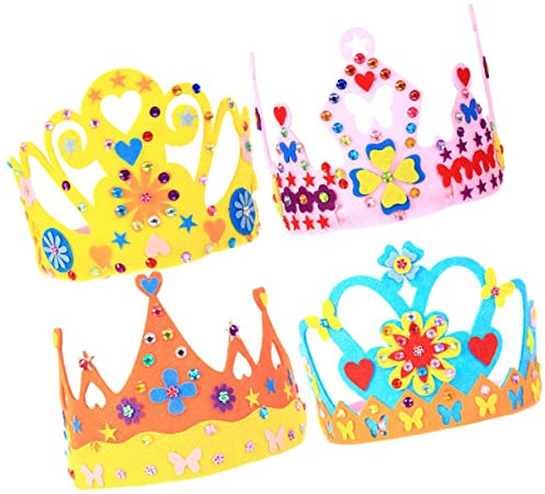 VICASKY Entzückende Party-hüte Für Kindergeburtstage Kronen 4 Sets Vlies-kronen Zum Basteln