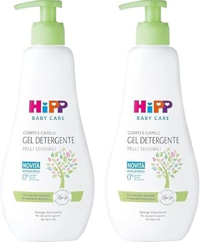 HiPP - Baby Care - Gel Detergente, Deterge con Delicatezza Corpo e Capelli dei Bambini, No Lacrime, per Pelli Sensibili, con Estratto Naturale di Mandorle Bio, 1 Flacone da 400 ml (Confezione da 2)