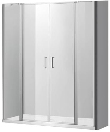 Box doccia cm 120 Nicchia vetro temperato 6 mm trasparente, apertura con 2 anta a battente e profili cromati in alluminio