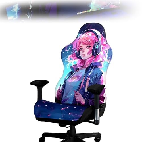 Gaming Stuhl überzug, 4-teilig, mit Armlehnenbezug, dehnbarer, elastischer Polyester-Sitzbezug für Büro-Computer-Gaming-Stuhl(Game Style E)