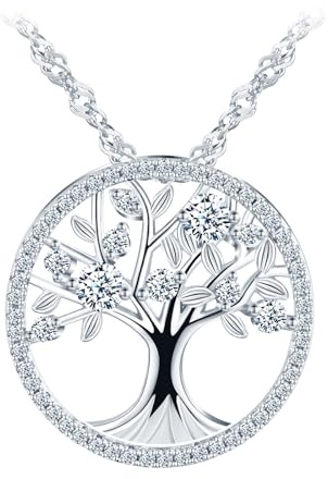 INFINIONLY Collana ciondolo di albero della vita in argento 925 da donna e ragazze collane albero creativa con zirconi gioielli moda