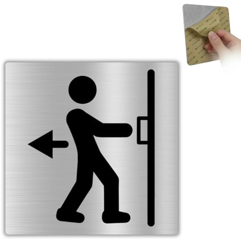 LEIASA | Schild Ziehen Tür - 10x10 cm - Aluminium - Türöffnung Nach Innen | Türschild Ziehen, Hinweisschild Pull Eingang, Aufkleber Türgriff, Warnschild Aufziehen, Plakette Eingangstor Zutritt