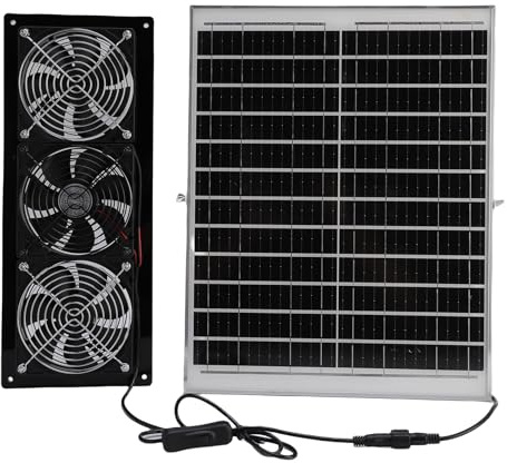Sxhlseller 25W Solarpanel Belüftungsset mit 3 Hochgeschwindigkeitsventilatoren, IP67 wetterfestes Abluftventilator System für Hühnerstall, Gewächshaus, Schuppen, Haustierhaus, Fenster