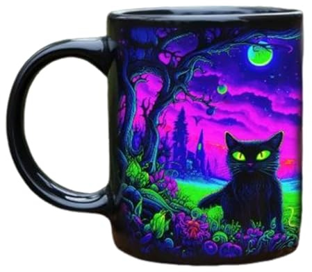 EUBEISAQI Tasse en céramique avec chat noir, tasse festive pour Halloween, chocolat chaud, tasse d'Halloween avec chats, cadeau gothique, tasse sorcière pour cadeau d'anniversaire, filles et femmes