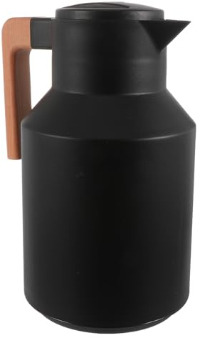 TOGEVAL Jarra Térmica Aislante con Interior de Vidrio Termo para Agua Caliente y Fría Diseño Nórdico Negro para Uso Doméstico y Regalo Práctico