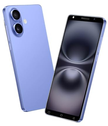 LatsYrs Téléphone Portable Pas Cher, écran 5,0 Pouces, 16 Go de ROM Extensible à 128 Go, Double SIM débloqué, Double Appareil Photo, WiFi/Bluetooth/Reconnaissance faciale, 4G (Blue)