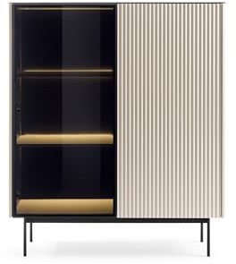 Masseno Glasvitrine Velluto Standvitrine, Wohnzimmer Vitrine, Modern Vitrinenschrank, 107,1x39x106,6cm, Kaschmir