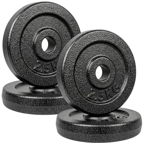 SPORTNOW Weight Plates Set 1/2.5cm Weight Disc Pair 4 x 2.5kg Metal Grey | Dumbbell/Barbell Plates, for Weightlifting and Strength Training, Home Gym Fitness Workout