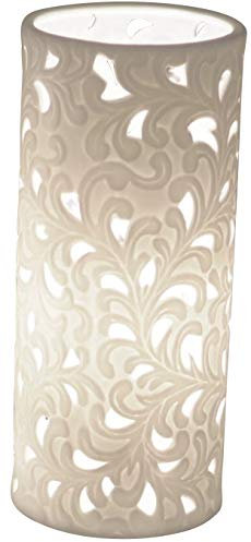 FPorzellan-Lampe Rund Harmonie Romantik Tischleuchte Nachttischlampe Nachttischleuchte Stimmungslampe Weiss 12x28cm