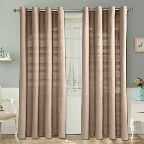 Homescapes Rajput Ösenvorhang 2er-Set, Vorhang beige 167x228 cm aus 100% Baumwolle, 2 handgewebte Vorhangschals in RIPP-Optik, beige Gardinen mit Ösen