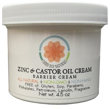 TD Naturals Zinc and Castor Oil Cream – Non-Nano and Non-Gmo Barrier Cream 4.5 oz