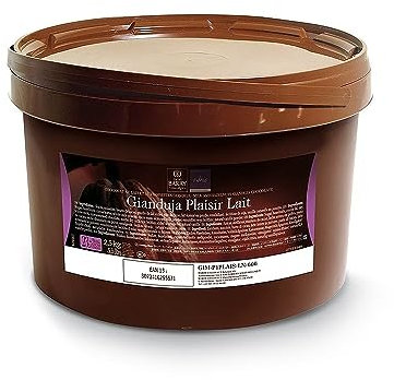 CACAO BARRY Giandujas au Chocolat Lait 8 Pots en Plastique 2,5 Kg