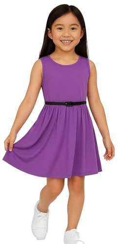 A2Z 4 Kids Girls Plain Skater Dress Party Fashion Summer Dresses - New Skater Dress Lilac 11-12