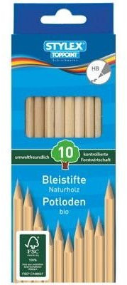 Stylex 26019 Bleistift (HB, Holz, Hexagonal, Schule, Ampulle, 10 Stück (S))