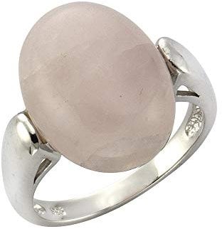 Zeeme Gemstones Damen Ring 925/- Sterling Silber Rhodiniert Rosenquarz weiß 360271737