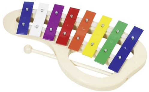 Xylophon GOKI Holz mit 8 Metall-Tonplatten bunt
