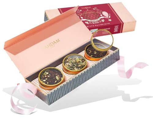 VAHDAM, Caja De Regalo De Té Surtido - Blush, 3 Tés Premium | Infusiones Sin Gluten Y Sin OGM | Elegante Regalo De Té Para Esposa, Mamá, Abuela