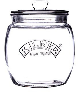 Kilner Universal Jar Push-Top Lid 0.85 Litre Glass Food Container with Silicone Seal Airtight Kitchen Storage for Tea Coffee Sugar and Pantry Essentials