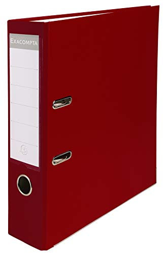 Exacompta 918418B Kunststoff-Ordner 7,5 cm breit DIN A4 Kunststoffbezug außen Papierbezug innen Rückenschild austauschbar Ringordner Aktenordner Briefordner Büroordner Plastikordner bordeaux
