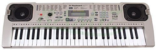 BSD Keyboard MQ-807USB mit Aufnahme-Funktion, Mikrofon, USB, MP3 via USB - 100 Sounds und 100 Rythmen, Zwei Lautsprecher, Lautstärkeregler, 54 Tasten, LCD-Anzeige - Electric Piano