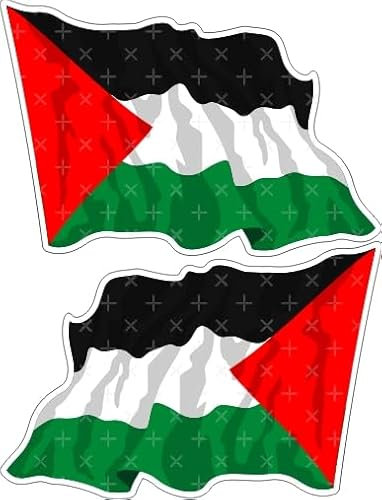 Palestine Drapeau ondulant, la Palestine 7,6 cm (75 mm) Vinyle Bumper Stickers, décalcomanies X2