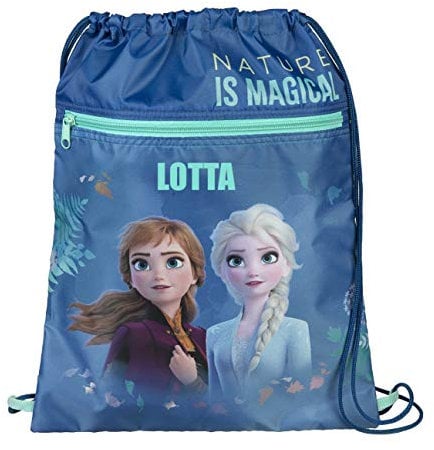 Undercover Turnbeutel mit Namen Mädchen | Motiv Anna & Elsa Eiskönigin Frozen | Schuhbeutel zum Zuziehen inkl. Namensdruck