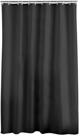 Douceur d'Intérieur, Rideau de Douche avec Crochets (180 x 200 cm) Essencia Noir, Polyester