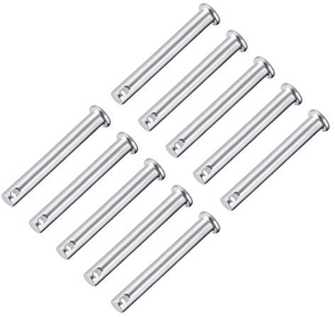 sourcing map 10 Stück Einloch Gabelbolzen 8mm x 60mm Flachkopf verzinkter Stahl